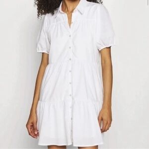 ABERCROMBIE and Fitch Poplin Tiered White Mini Dress Size S